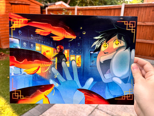 Luffy and Sanji at an Aquarium Print