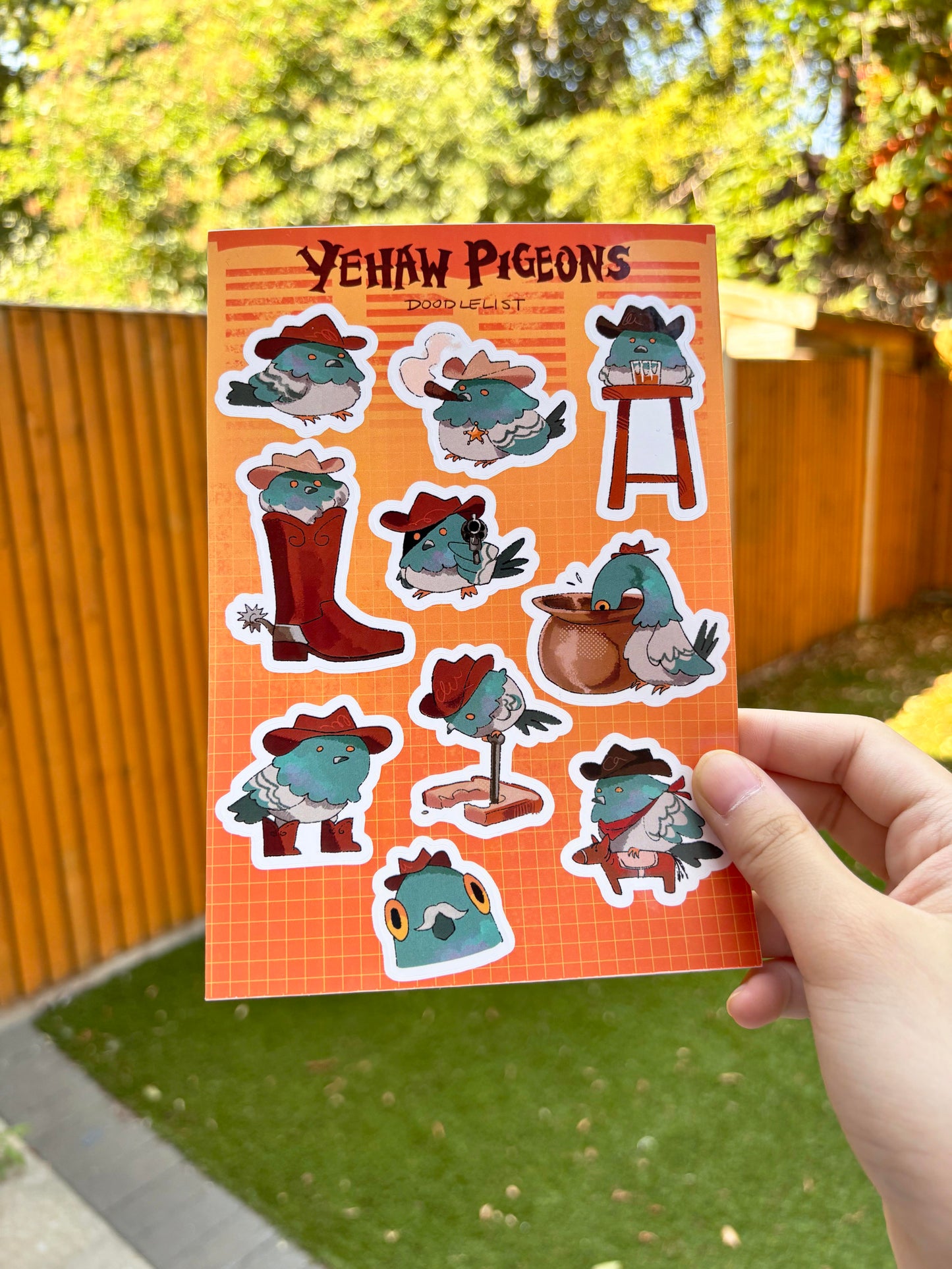 Cowboy Pigeon Sticker Sheet