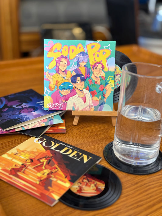 Kpop Demon Hunters Record Vinyl Coasters (With NFC Sticker)