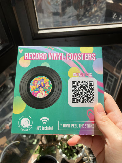 Kpop Demon Hunters Record Vinyl Coasters (With NFC Sticker)