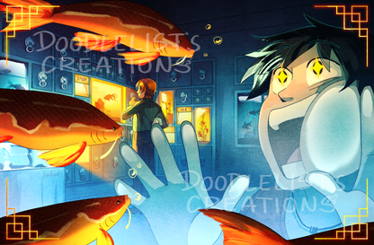 Luffy and Sanji at an Aquarium Print