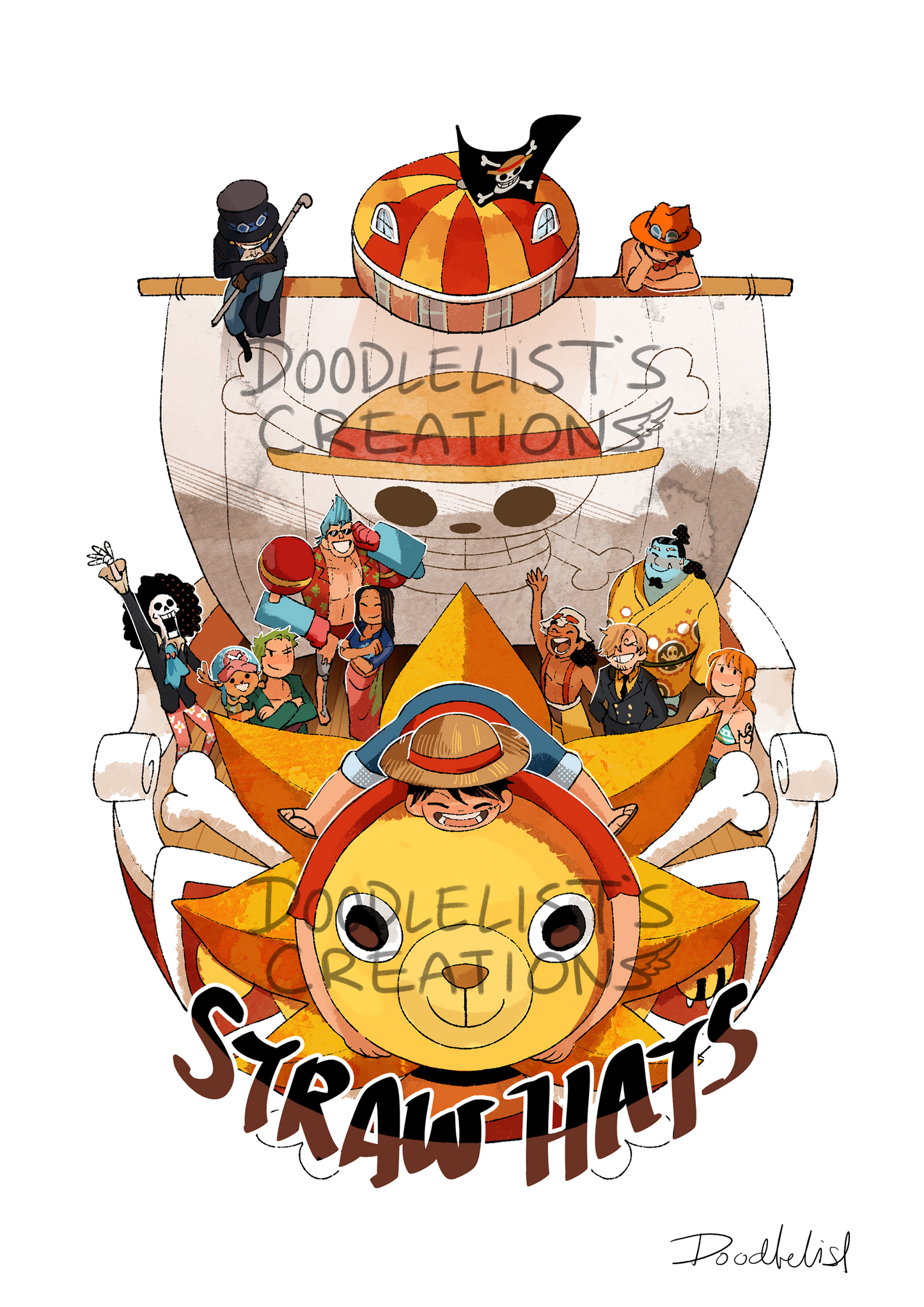 Strawhats on Sunny Print